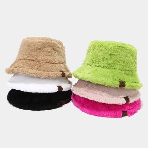 Cappello Alla Pescatora In Pelliccia Sintetica Da Donna Inverno Caldo Peluche Con Etichetta In Pelle Fiocco Di Neve