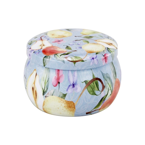 Boîte de Rangement en Métal Fer Blanc Imprimé Contenant Rond Boîte Cloche Pour Bougie Aromathérapie Cadeau Thé Bonbon Biscuit Emballage