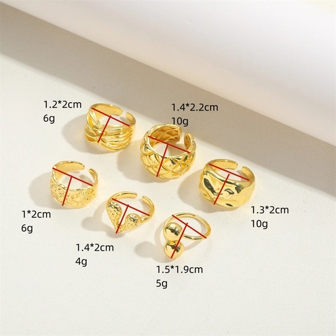 Hammered Adjustable Open Rings Copper Minimalist Geometric Statement Finger Jewelry For Women Vintage Luxury Style