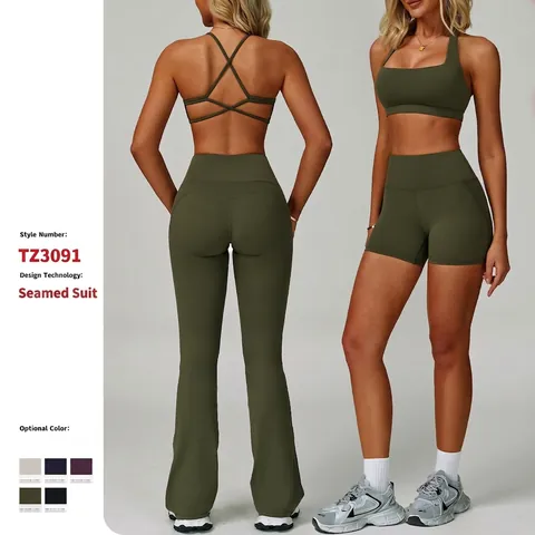 Halter Neck Yoga Bra En Leggings Dames High Waist Butt Lifting Workout Activewear Nylon Spandex Sneldrogend Uitlopende Broek