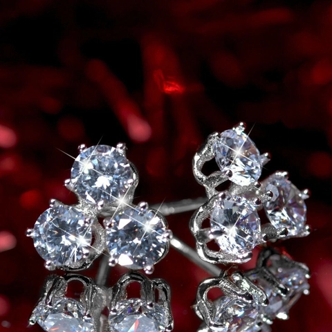Cluster Oorknopjes Koper Met Zirconia Geometrische Sneeuwvlokvormige Elegante Sieraden Voor Vrouwen Bruidsmeisje Cadeau