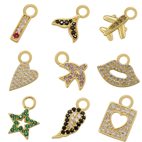 Ciondoli Gioielli Fai Da Te Ottone Zirconi Cuore Stella Aereo Coda Di Balena Pendenti Per Collana Orecchini Creazione