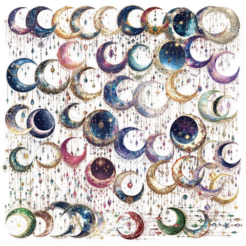 Dreamy Starry Galaxy Moon PET Waterproof Stickers Jewelry Pendant Style Decorative Decals For Journal Scrapbooking Laptop