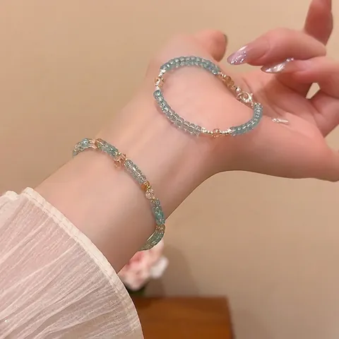 Perlenarmband Künstlicher Kristall Glas Facettierte Perlen Wassertropfen Herz Anhänger Verstellbarer Legierung Schmuck