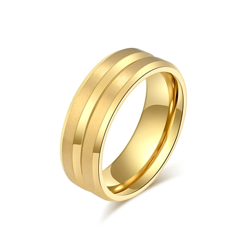 Edelstahl Ring Bandring Mit Gekerbter Gebürsteter Matter Mitte Und Polierten Kanten Minimalistischer Schmuck Unisex