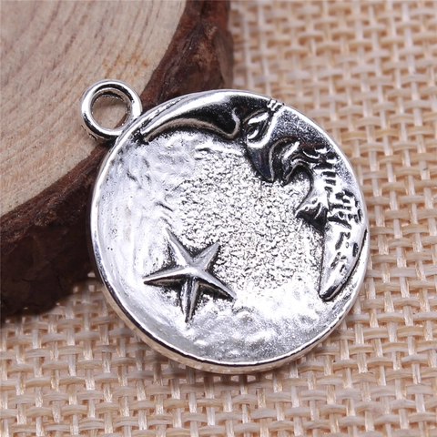 Legierung Sonne Mond Stern Runde Anhänger Charms Vintage Galvanisierte Metall DIY Schmuckherstellung Zubehör Für Halsketten Armbänder
