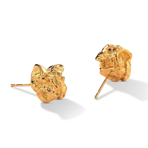 Irregular Wrinkled Lava Texture Stud Earrings For Women With 925 Sterling Silver Post Minimalist Copper Ear Jewelry Gold Silver