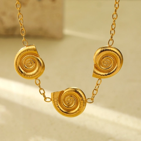 18K Gold Plated Stainless Steel Snail Shell Spiral Pendant Necklace Minimalist Ins Style Personalized Fashion Jewelry For Women
