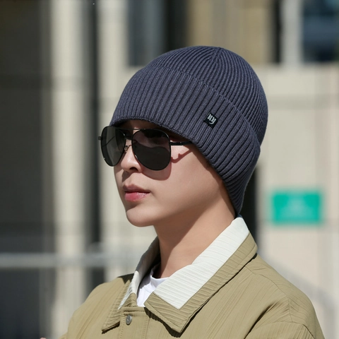 Ribbed Knitted Beanie Acrylic Warm Winter Hat Cuffed Letter Patch Hip Hop Outdoor Unisex Simple Versatile