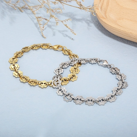 Titanium Steel Unisex Gear Link Pig Nose Bracelet Punk Mechanical Hollow Out Chain Bracelet For Men Women Jewelry Gift