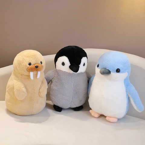 Cute Penguin And Seal Plush Toy Soft Stuffed Animal Doll For Kids Sleeping Comfort Cushion Ocean Series Room Decor Gift