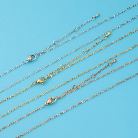 Minimalist Chain Necklace 304 Stainless Steel 18K Gold Plated Cross Chain With Water Drop Pendant Adjustable Extension