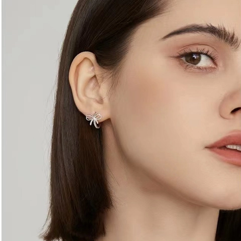 Orecchini A Cerchio Con Fiocco Dolce Argento Sterling 925 Stile Francese Elegante Gioielli Di Moda Per Donna