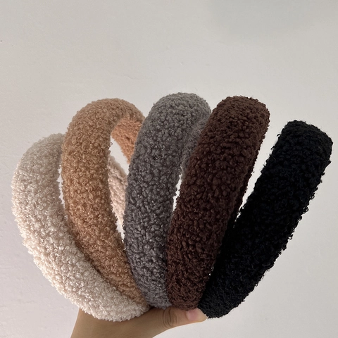 Diadema De Lana De Cordero De Felpa Ancha Vintage Suave Invierno Hecho A Mano Para Mujeres