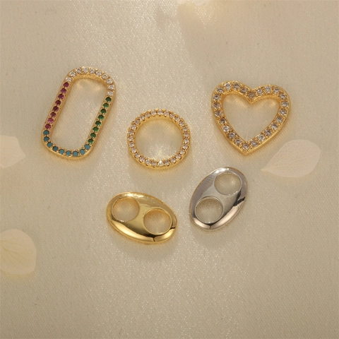 Charms Pendants For Jewelry Making 18K Gold Plated Copper Cubic Zirconia Heart Pig Nose Geometric DIY Bracelet Necklace Accessories