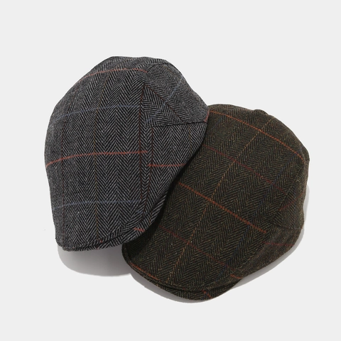 Coppia Piatta Uomo Spina Di Pesce Quadri Vintage Stile Britannico Calda Trama Tweed Poliestere