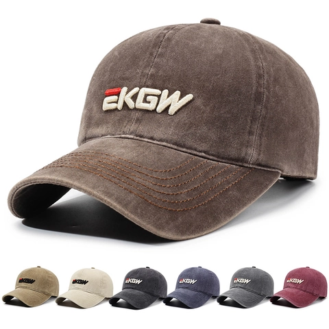 Casquette De Baseball En Coton Lavé Broderie EKGW Style Vintage Délavé Chapeau Réglable Unisexe Protection Solaire