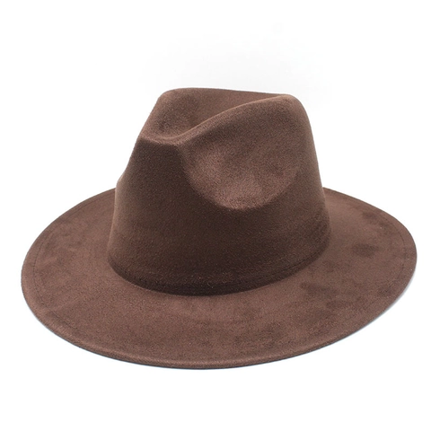 Chapeau Fedora Vintage Suède Feutre Large Bord Style Jazz Rétro Élégant Pour Hommes Femmes