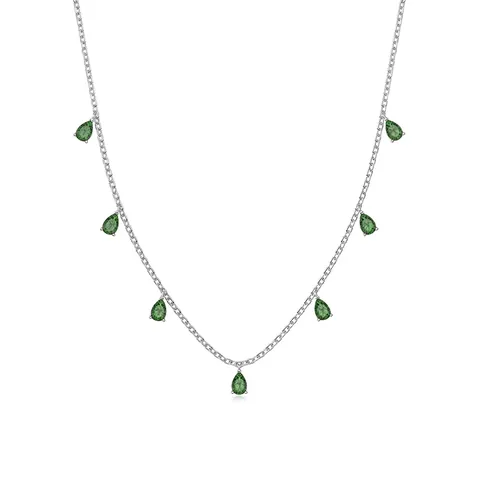 Collar de Plata de Ley 925 Circonia Colgante de Gota de Agua Corte Pera Cadena de Clavícula Joyería Fina Para Mujer Regalo