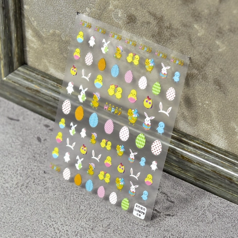 Autocollants Nail Art 5D Relief Autocollants Lapin De Pâques Poussin Œuf Printemps Mignon Manucure DIY