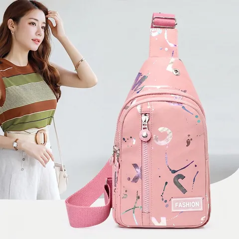 Bolso De Pecho Moda Mujeres Tela Oxford Estampado Graffiti Casual Aire Libre Bolso Bandolera Impermeable Varios Bolsillos