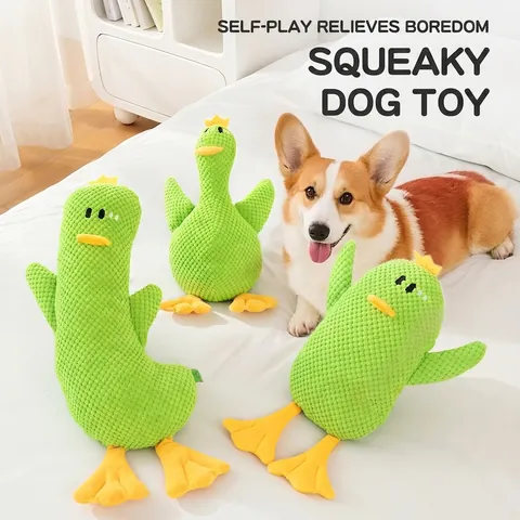 Squeaky Plush Dog Toy Pineapple Fleece Duck Shape Bite Resistant Boredom Relief Anxiety Comfort Sleep Companion Puppy