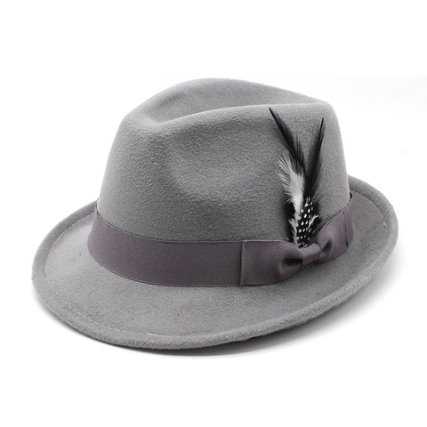 Chapeau Fedora Feutre Ruban Plume Style Jazz Vintage Accessoires Élégants Pour Hommes