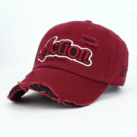 Gorra De Béisbol De Algodón Desgastado Vintage Con Bordado De Letras Action Sombrero De Sol Ajustable Para Exterior