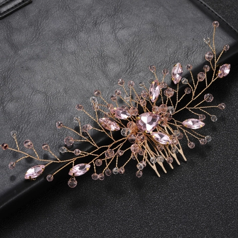 Handcrafted Bridal Hair Comb Alloy Crystal Rhinestone Faux Artificial Pearl Wedding Party Elegant Vintage Headpiece For Women