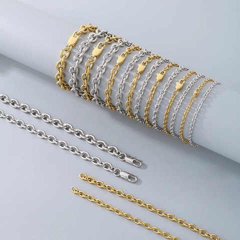 Collier Et Bracelet Bijoux En Acier Inoxydable 304 Chaîne En O Minimaliste Mode Décontractée Pour Femmes Hommes