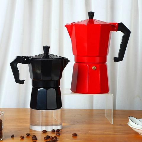 Aluminum Moka Pot Italian Espresso Coffee Maker Octagonal Manual Percolator With Heat Resistant Handle For Home Office