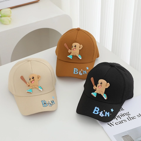 Kinder Honkbalpet Katoen Ademend Zonbescherming Outdoor Cartoon 3D Siliconen Figuur Verstelbare Hoed Jongens Meisjes