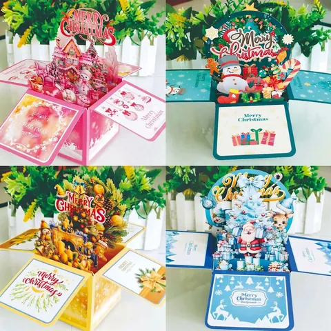 Scatola Per Biglietti Di Auguri Di Natale 3D Pop Up Carta Taglio Laser Biglietti Di Auguri Per Famiglia Amici Decorazione