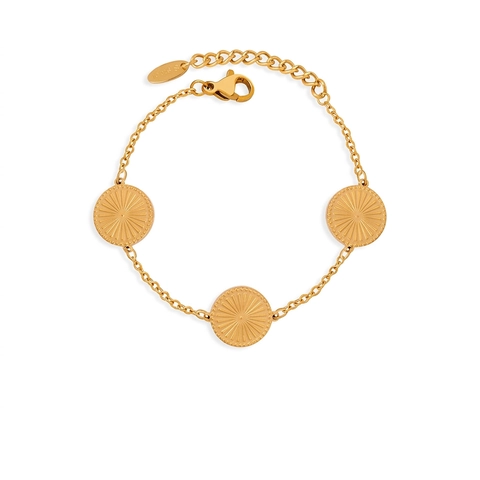 Necklace And Bracelet Minimalist Stainless Steel Jewelry For Women With Sunburst Texture Round Disc Pendants Fashionable