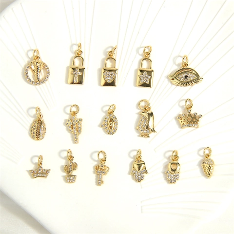 Boze Oog Hart Hamsa Hand Kroon Cactus Slang Hangers Charms 18K Verguld Koper Zirkonia Voor DIY Sieraden Maken Accessoires Mode