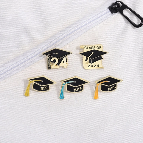 Abschluss Emaille Brosche Pin Legierung Bachelor Hut Diplom Klasse Von 2024 Gedenkabzeichen Für Studenten Geschenk