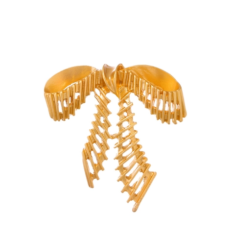 Vintage French Hollow Out Bowknot Brooch For Women Gold Zinc Alloy Ribbon Pin For Suit Coat Elegant Fashion Jewelry Accessories
