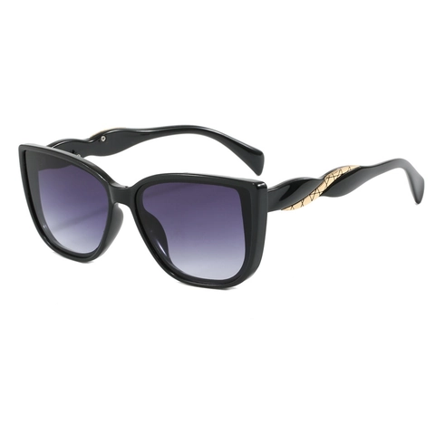 Fashion Oversized Square Sunglasses For Women Gradient Lens UV Protection Metal Twist Temple Personality Cat Eye Frame Shades