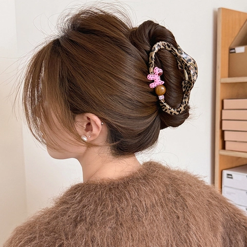Haarklammer Leopard Muster Acryl Cartoon Hund Dekoration Retro Haarnadel Accessoires Für Damen