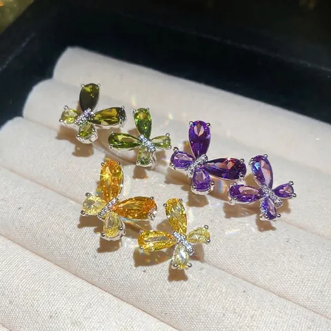 Schmetterling Offener Ring Funkelnder Zirkonia Kupfer Verstellbarer Fingerring Eleganter Schmuck Für Damen Mode Luxus Design
