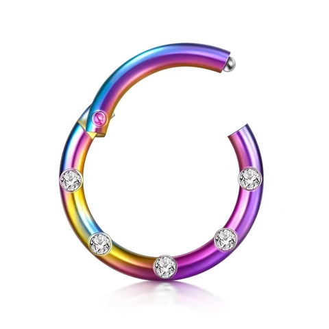 Hinged Clicker Hoop Ring 316L Stainless Steel Rhinestone Piercing Body Jewelry For Nose Ear Septum Cartilage Helix