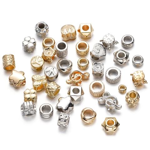Perline Distanziatrici DIY Foro Grande Plastica CCB Oro Argento Stella Cuore Farfalla Quadrifoglio Forme Per Gioielli