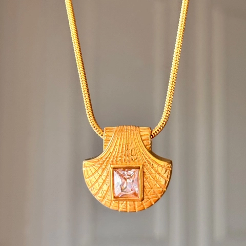 Collana A Strati Pendente Conchiglia Placcato Oro 18K Acciaio Inossidabile Zircone Catena Serpente Retro Donne