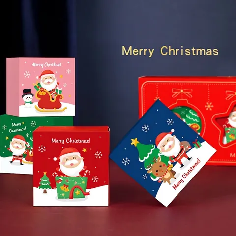 Scatola Regalo Di Natale Cartone Bianco Con Finestra Maniglia Portatile Stampa A Caldo Pieghevole Confezione Festa Rosso