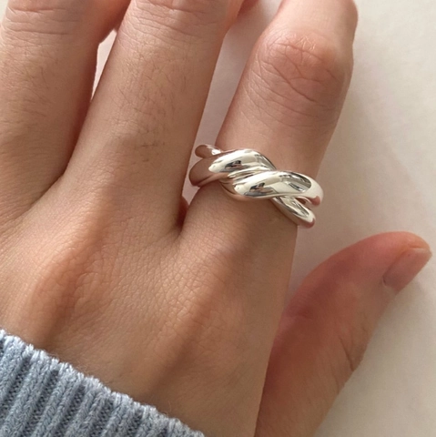 Minimalistischer 925 Sterlingsilber Gedrehter Ring Für Damen Unregelmäßiges Gewebtes Design Gold Silber Geometrischer Bandring Schmuck
