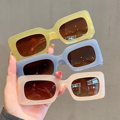 Retro Rectangle Sunglasses PC Frame UV400 Protection Small Square Hip Hop Candy Colors Trendy Fashion Eyewear For Women