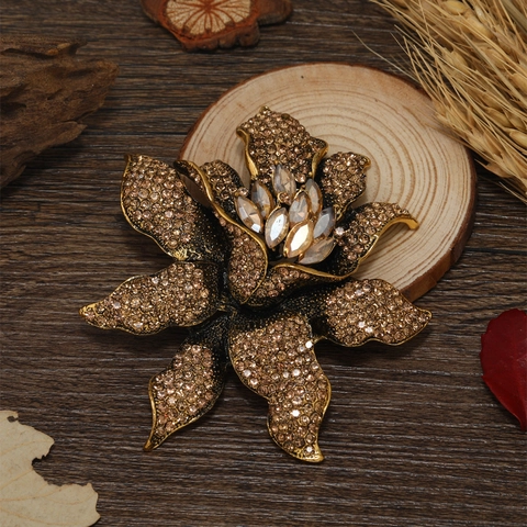 Spilla a Fiore Grande Vintage per Donna in Lega con Strass e Cristalli Spilla Floreale per Cappotto Abito Festa Gioielli di Moda
