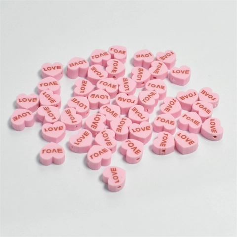 Perline In Argilla Polimerica A Forma Di Cuore Con Motivo Love Colore Misto Perline Distanziatrici Per Gioielli