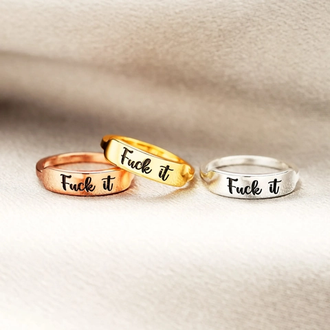 Minimalistische 925 Sterlingsilber Ring Mit Schriftzug Für Damen Mode Gold Roségold Galvanisiert Geometrischer Fingerring Schmuck