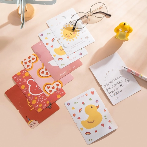Cartes de Vœux Canard Ours Dessin Animé Mignon Message Anniversaire Mini Cartes de Gratitude Décoration Fête